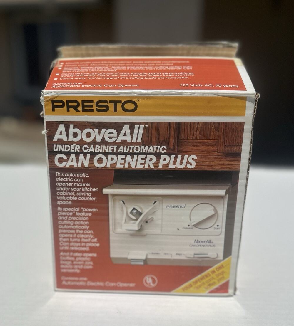 Presto Above All Under Cabinet Automatic Can Opener Plus 05600 New Open Box 1986
